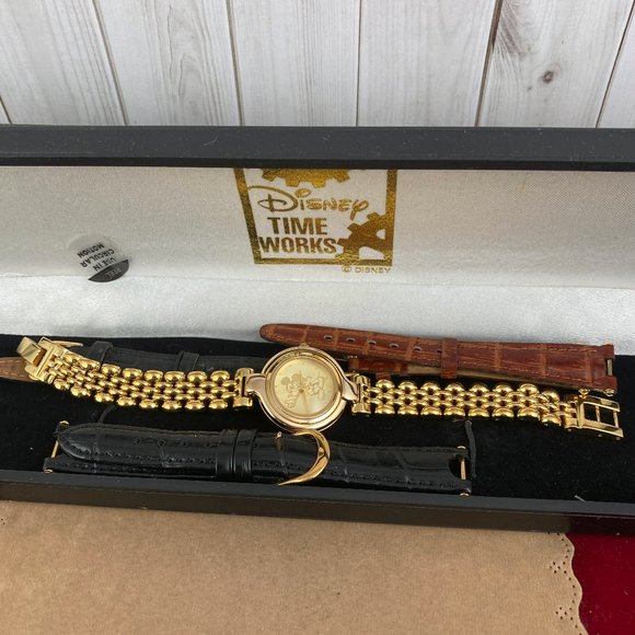 Vintage Mickey Mouse Gold Tone Watch with 3 Straps - Picture 6 of 8
